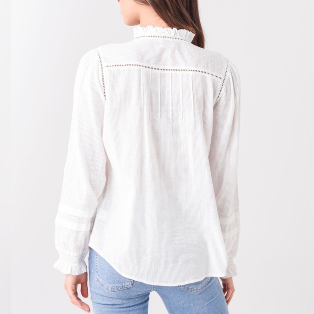 Faherty willa button front peasant blouse. - Picture 2 of 5